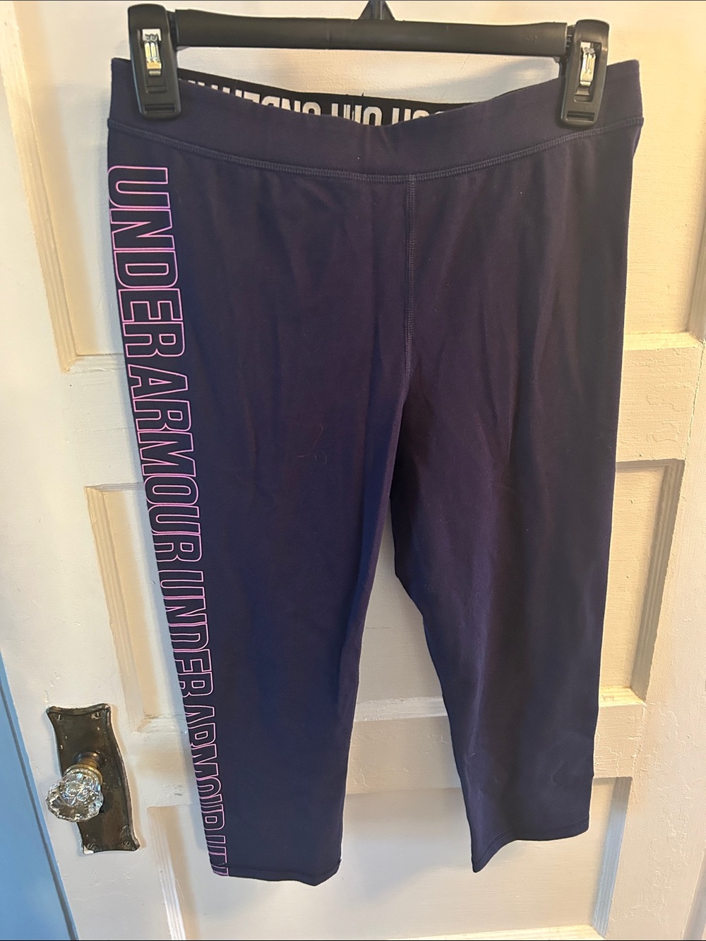 Under Armour Navy Capris with Pink Logo Stripe